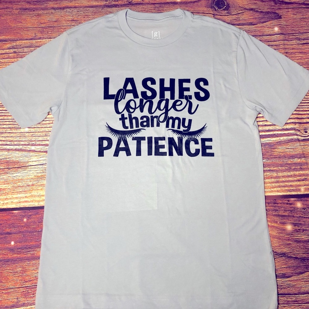Lashes Longer Than My Patience graphic T-shirt